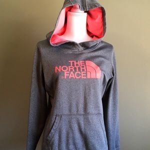 North face hooded sweatshirt gray pink like new M